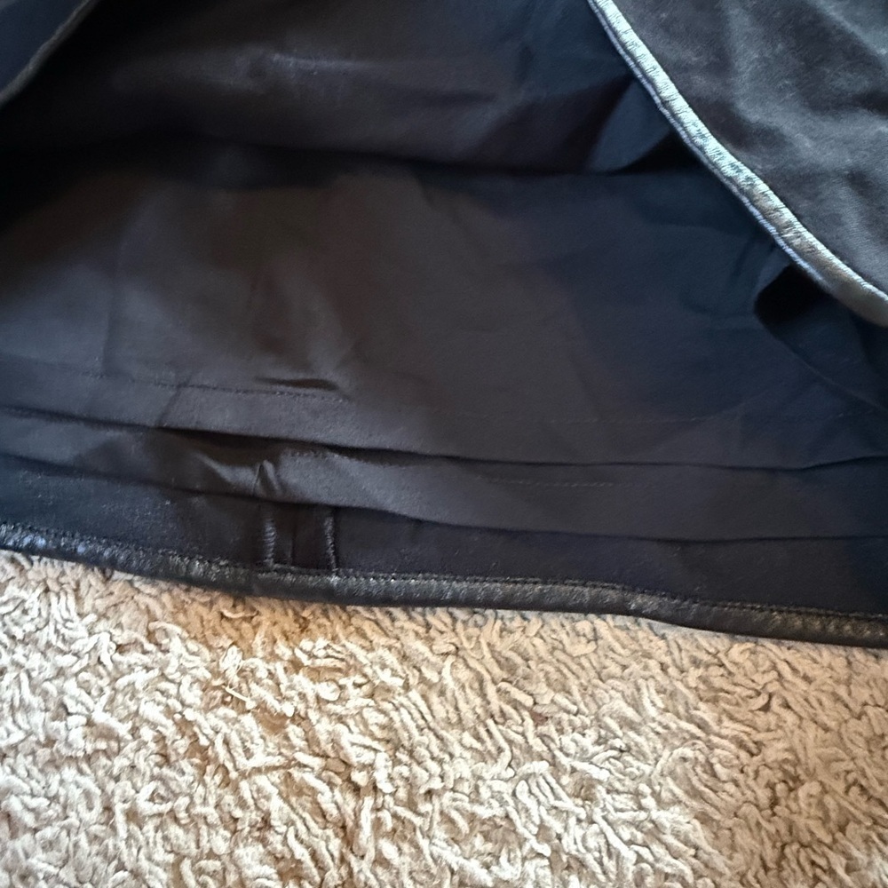 White House Black Market Black Mini Skirt with Leather Trim - Picture 2 of 4